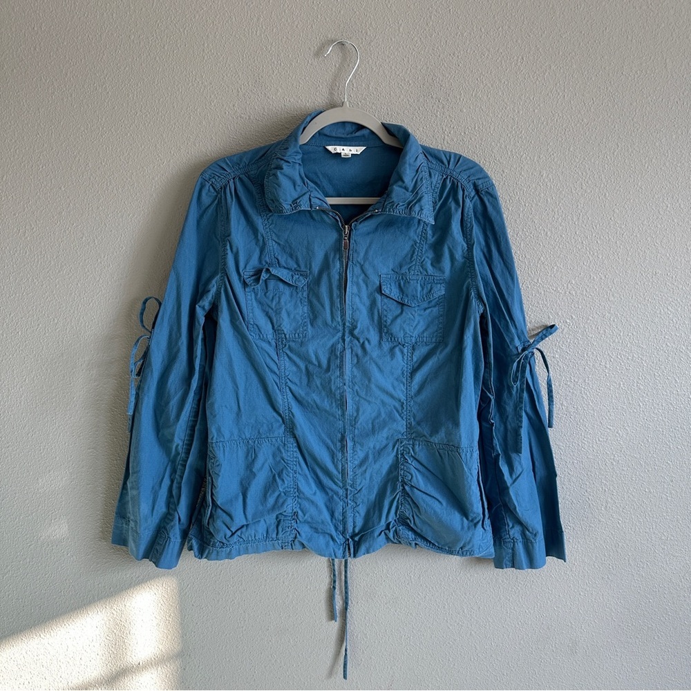 CAbi Blue Utility Jacket with Tie Details Large